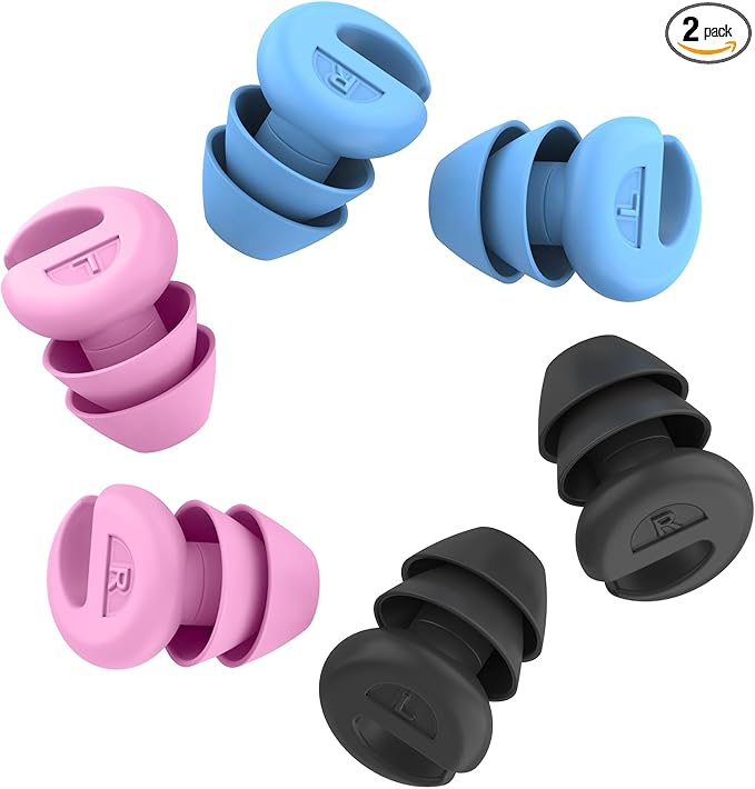 Ear Plugs for Sleeping Noise Cancelling, 38dB Noise Reduction Earplugs, Silicone Reusable Hearing Protection Ear Plug, Waterproof Earplug Suitable for Sleeping, Study, Travel, Concerts (3Pairs)