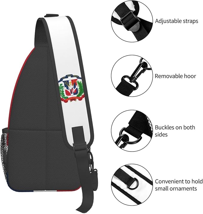 QFXUYNG Dominican Republic Flag Adult Sling Bag Unisex Chest Bags Crossbody Backpack Casual Daypacks Shoulder Bag for Women Men Cycling Hiking Travel