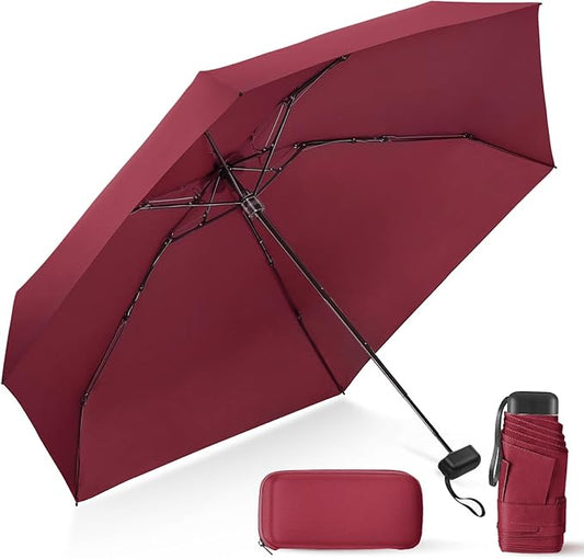 LEAGERA Compact Travel Umbrella with Case - Mini Umbrella for Purse, Small Lightweight &Tiny Design Perfect for Parasol Outdoor Sun&Rain Umbrellas