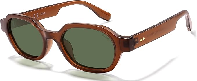 SOJOS Retro Polarized Hexagon Sunglasses for Women Men, UV400 Trendy Rectangle 70s 80s 90s Shades SJ2389