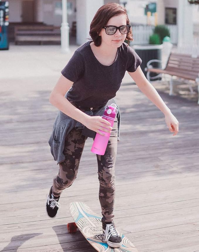 Valourgo Collapsible Water Bottle, Silicone Foldable with Leak Proof Valve BPA Free, Aqua Blue, 21 oz