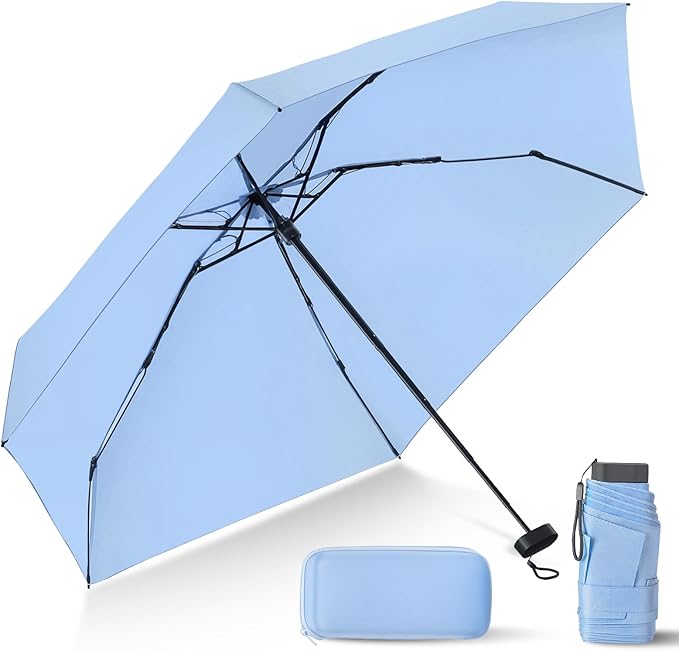 LEAGERA Compact Travel Umbrella with Case - Mini Umbrella for Purse, Small Lightweight &Tiny Design Perfect for Parasol Outdoor Sun&Rain Umbrellas