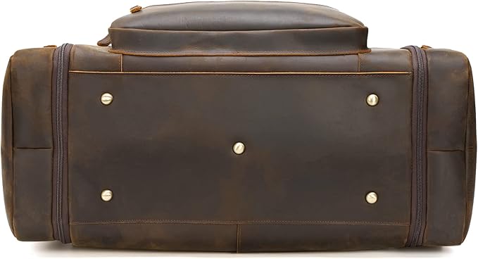 Polare 23'' Expandable to 28'' Full Grain Cowhide Leather Vintage Duffle Weekender Overnight Travel Duffel Bag For Men