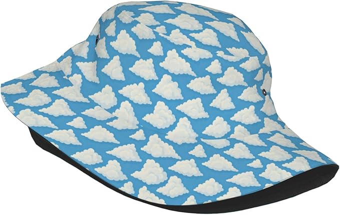 Colorful Fire Balloon, White Cloud Fisherman Hat Summer Foldable UV Protection Sun Hat