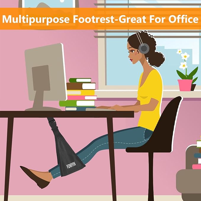 Airplane Footrest with No Feet Clashing Support Design, Portable Travel Foot Hammock, Memory Foam Plane Foot Rest to Relieve Feet Soreness - Long Flights Essentials