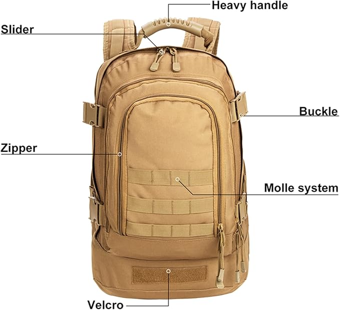 Greencity Laptop Backpacks Tactical 3 Day Expandable Bug Out Bag Classic Case Travel Hiking，Coyote