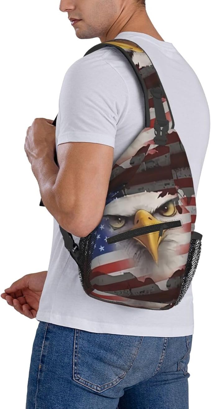 American Flag Sling Bag Multipurpose Crossbody Sling Backpack Travel Cycling Hiking Shoulder Bag For Women Men