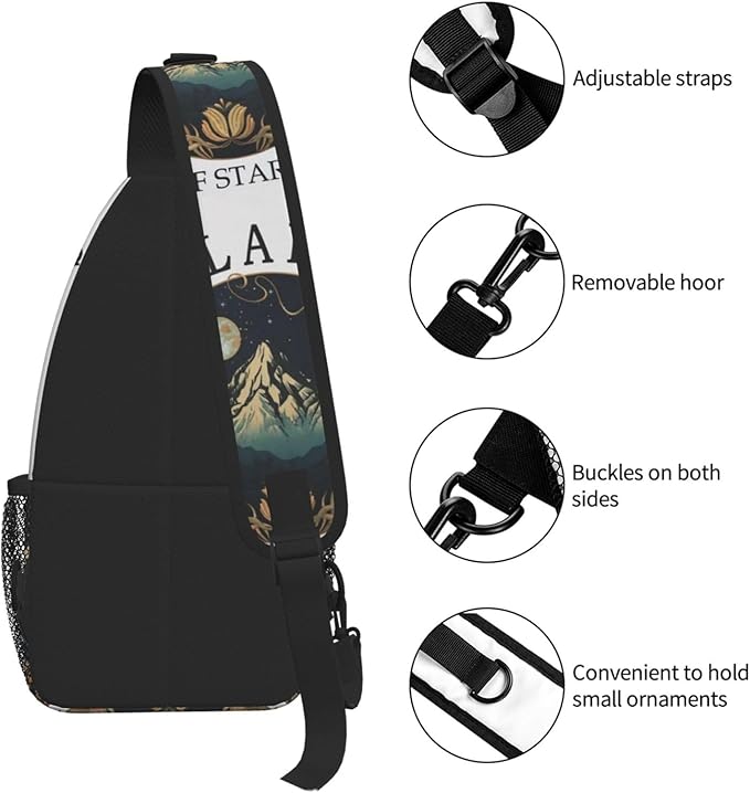 Velaris The City Of Starlight - The Night Court Fantasy Aesthetic Crossbody Bag Trendy Sling Bag Bakpack Casual Chest Bags Daypack For Hiking Walking Travel Running(1)