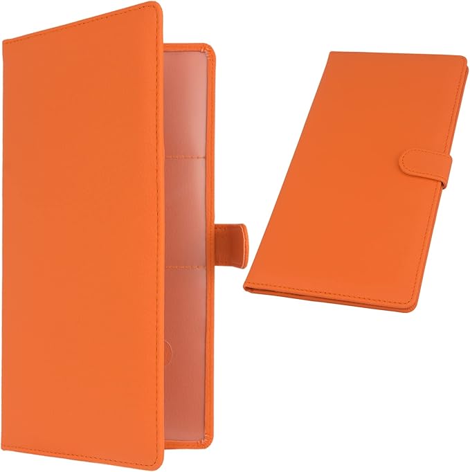 Car Registration and Insurance Holder, Leather Magnetic Shut Vehicle Glove Box Organizer for Document, Card, Driver License, Orange