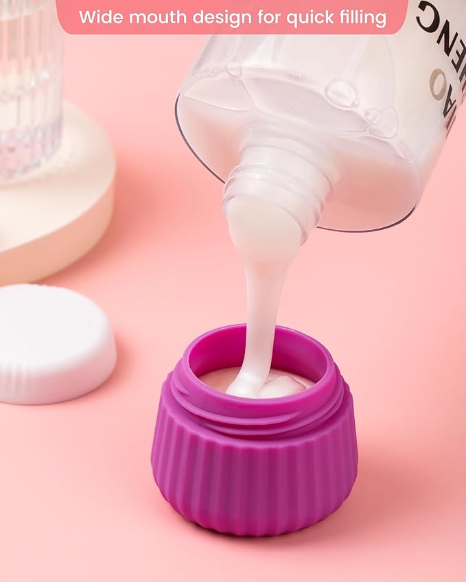 Travel Containers for Toiletries 4 Pack, TSA Approved Travel Size Toiletries, Travel Size Containers, With Clear Bag Leak Proof Silicone Jars, Travel Essentials Creams Jars Carrying Small Items