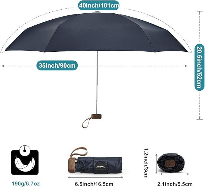 G4Free Mini Travel Folding Umbrella for Purse, Compact UPF 50+ UV Protection Sun & Rain Small Umbrella, Lightweight Portable Parasol Fits in Pocket, Wallet for Women Men