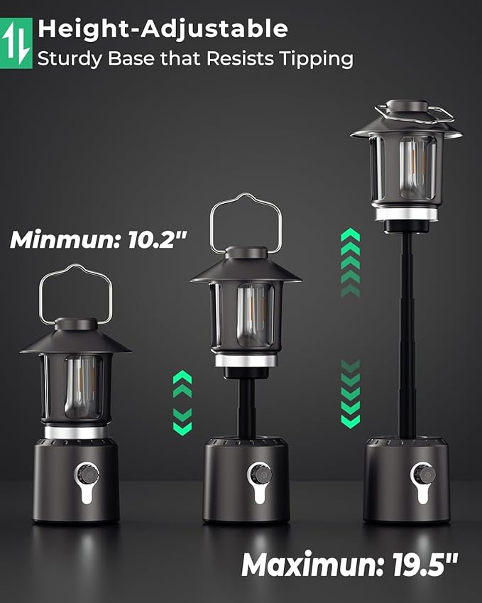 Camping Lantern Rechargeable, Telescopic Camping Light, Waterproof Retro Emergency Lights, Electric Lanterns for Power Outages, Vintage Hurricane Lamp for Tent Outdoor Patio RV Fishing