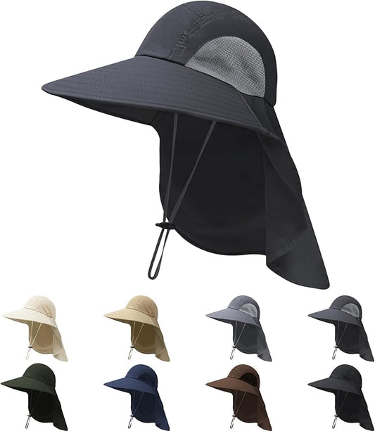 NPQQUAN Sun Hats for Men Women with Neck Flap UPF 50+ UV Protection Wide Brim Bucket Hat Safari Hiking Fishing Hats