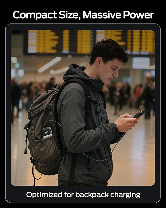 MOVE SPEED 3 in 1 Portable Charger with Built-in Retractable 27.6in Cable and Foldable Wall Plug, 35w 10,000mAh Fast Charging Power Bank, Travel Essential Battery Pack for iPhone 17/16/15,Galaxy