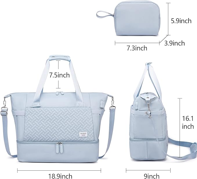 Duffle Bag for Travel, Weekender Bag with Shoe Compartment, Carry On Overnight Bag for Women with Toiletry Bag, Gym Bag with Wet Pocket, Hospital Bags for Labor and Delivery Beige