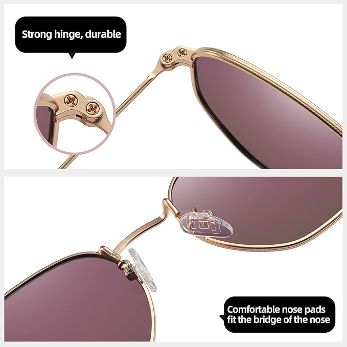 MEETSUN Polarized Hexagon Sunglasses for Women Men Polygon Square Sun Glasses UV400 Protection Metal Frame