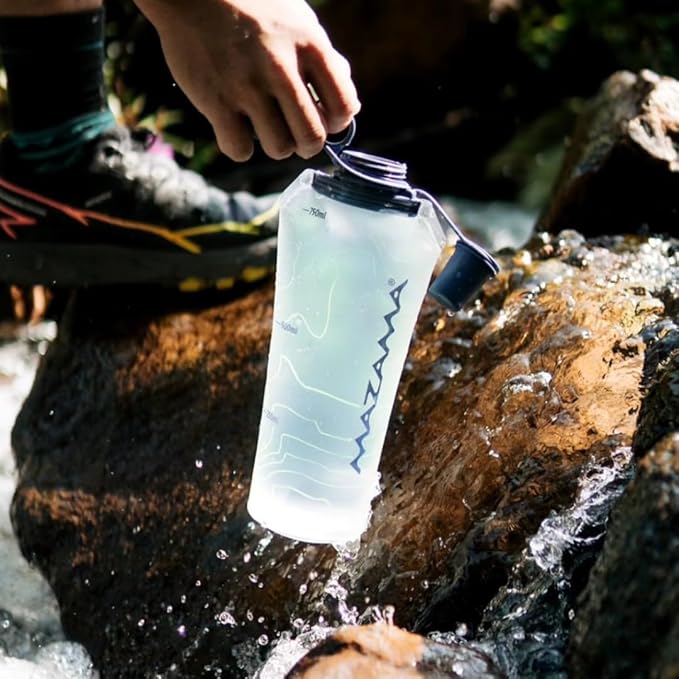 Mazama Aquabend, Collapsible Soft Water Bottle Leakproof Bite Valve Reusable BPA-Free Ultralight Travel Water Bottle Flask for Running, Gym, Camping, Hiking, Travel, Sports. (750ml)