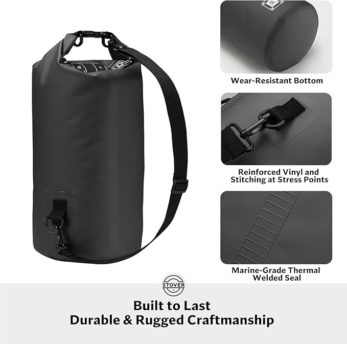 STOVER 5/10/25/30/40/55L Waterproof Dry Bag- Roll-Top Backpack w/Phone Case- Kayaking, Hiking, Camping, Boating- Men/Women