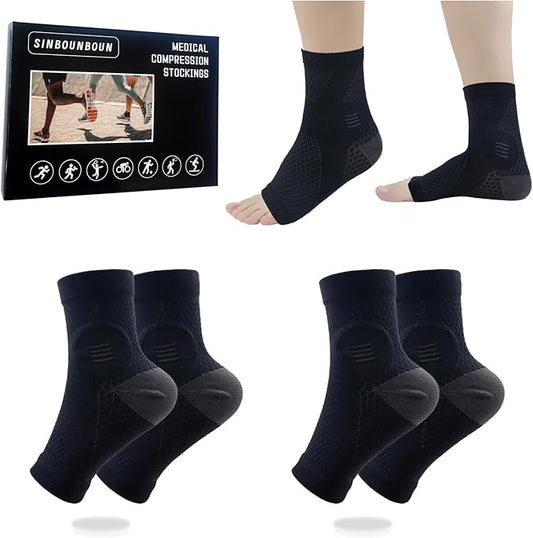 2 Pairs Mixed Colors Neuropathy Socks For Women & Men，Nano Neuropathy Socks，Diabetic Open Toe Foot Sleeves Elastic Sock，Compression Socks，Sleep Socks