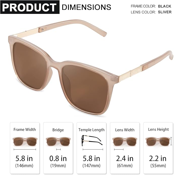 SIPHEW Oversized Square Sunglasses for Women|Lightweight Fashion Sunglasses 100% UV400 Protection|Trendy Mirrored Shade