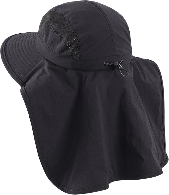 Home Prefer UPF 50+ Sun Hats for Men Women Wide Brim Fishing Hat with Neck Flap UV Protection Sunblock Safari Bucket Hat