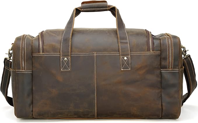 Polare 24 Inch Leather Duffel Bag for Men Full Grain Leather Travel Overnight Gym Sports Weekender Bag Large