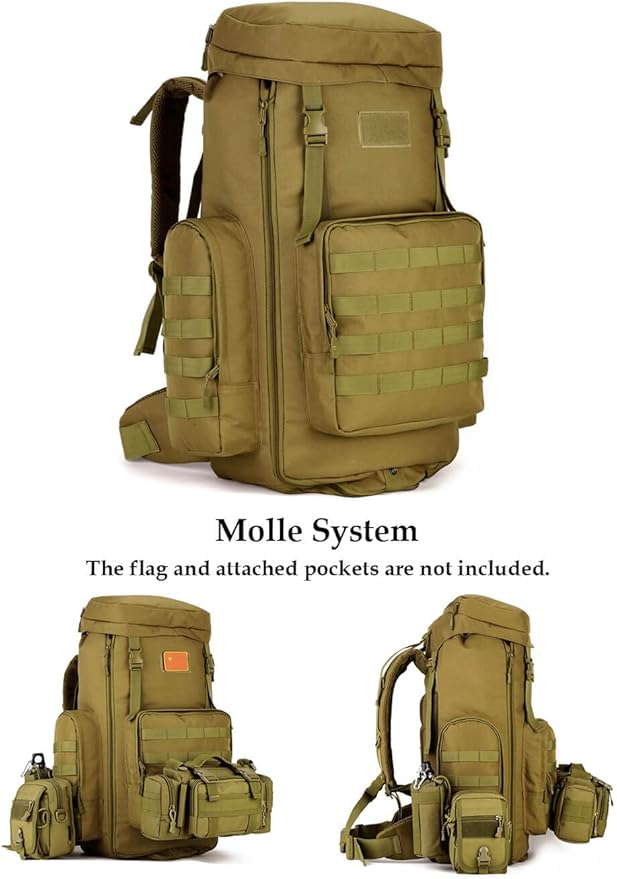 VanBasic Hiking Backpack 70L Large 85L Tactical Backpack MOLLE Military Trekking Rucksack Black