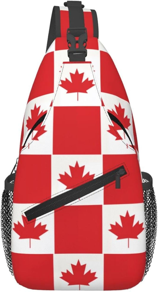 Canadian Flag Sling Bag Multipurpose Crossbody Sling Backpack Travel Cycling Hiking Shoulder Bag For Women Men