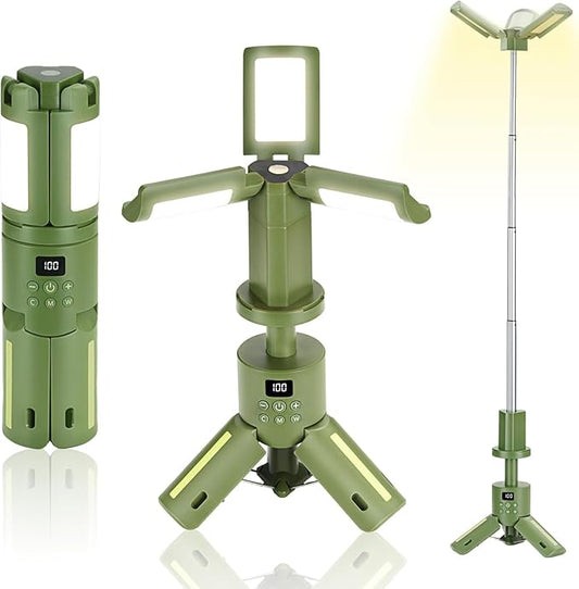 Rechargeable 14000mAh Camping Light & Lantern with Stand, 6000LM Telescoping Camping Tent Light, Cordless Dimmable Waterproof, Magnetic Base/Clip Hook for Hiking Fishing, Emergency Flashlight