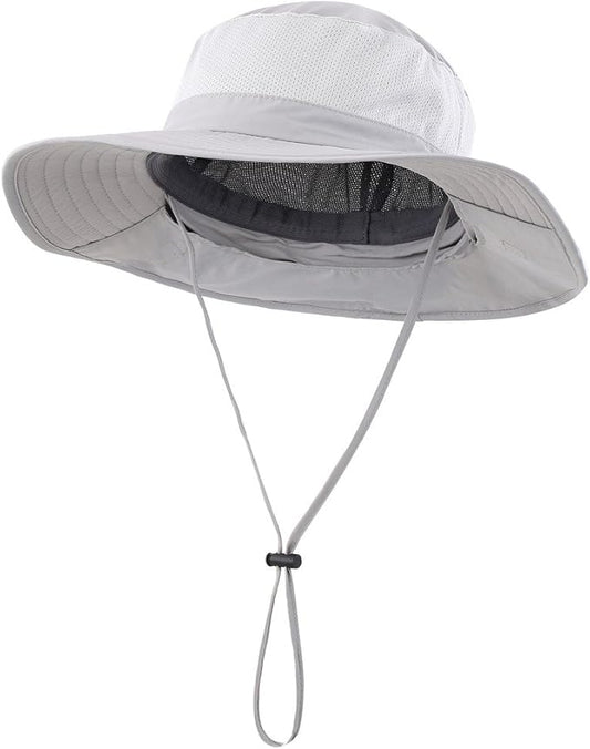 Home Prefer Outdoor UPF50+ Mesh Sun Hat Wide Brim Fishing Hat with Neck Flap Sun Hat for Men Women