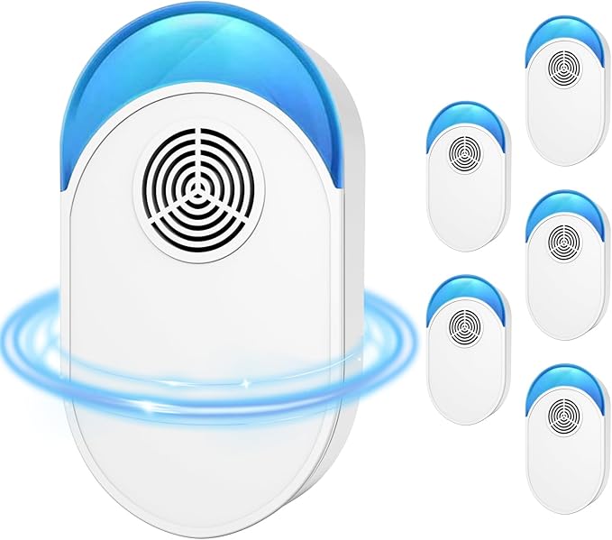 2025 Upgraded Version Ultrasonic Repeller 6 Packs, Indoor Ultrasonic Repellent Insect Defense for Bugs for Roach, Bugs,Pest,Rodent, Mouse, Ant, Mosquito, Mice, Spider, Electronic Plug in Pest Control