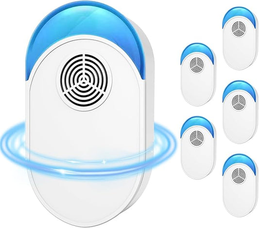 2025 Upgraded Version Ultrasonic Repeller 6 Packs, Indoor Ultrasonic Repellent Insect Defense for Bugs for Roach, Bugs,Pest,Rodent, Mouse, Ant, Mosquito, Mice, Spider, Electronic Plug in Pest Control