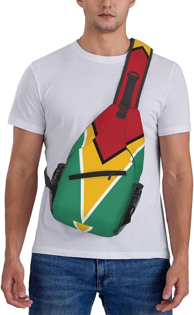 Guyana Flag Sling Bag Multipurpose Crossbody Sling Backpack Travel Cycling Hiking Shoulder Bag For Women Men