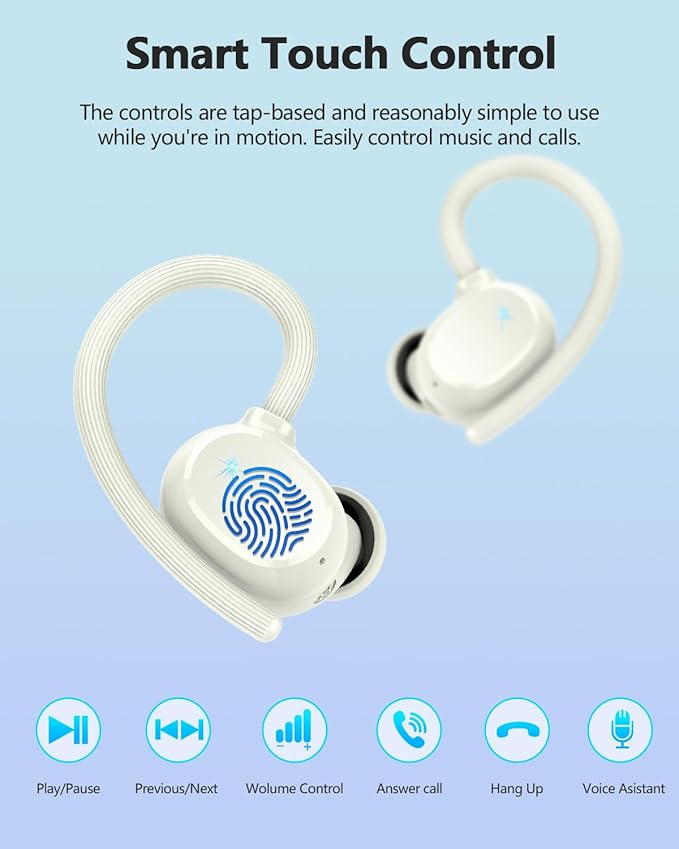 Ear buds Wireless Bluetooth Earbuds Sport 2025 NEW Bluetooth 5.3 Headphones 128H Playtime with LED Display Powerful Bass Over Ear Earphones with Earhooks IP7 Waterproof for Gym/Running/Workout