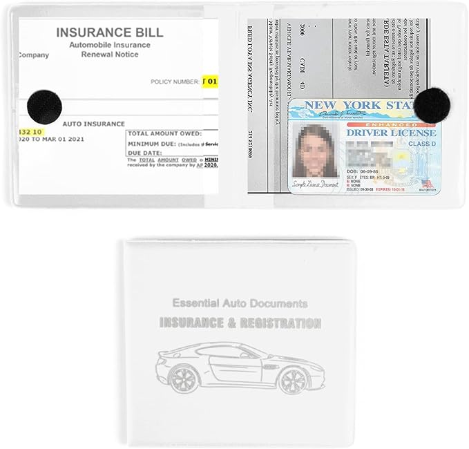 UYYE Car Registration & Insurance Card Holder, 2-Pack - White, Waterproof, 4-Compartment, Unisex-Adults Car Organizer