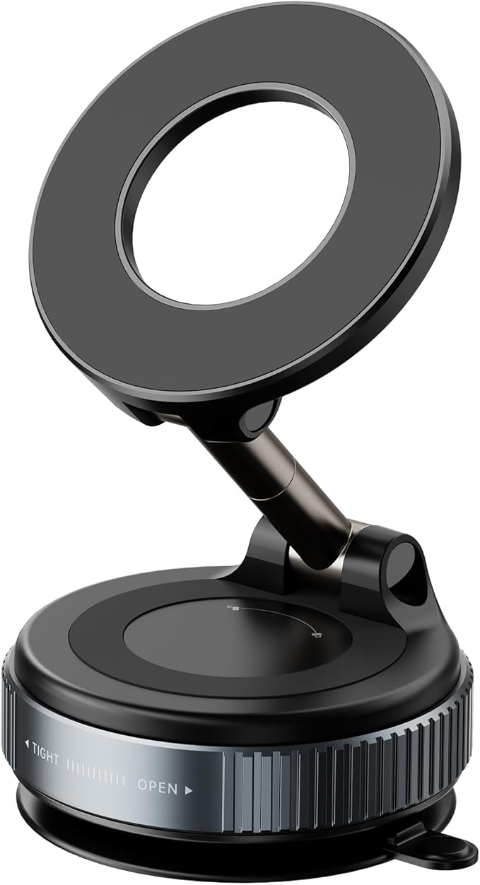 360-Degree Rotating Magnetic Car Phone Mount, Universal Dashboard Holder with Vacuum Suction Base, Strong Magnet for Mobile Devices