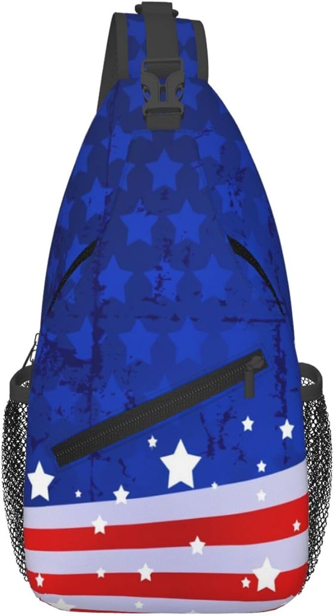 American Flag Sling Bag Multipurpose Crossbody Sling Backpack Travel Cycling Hiking Shoulder Bag For Women Men