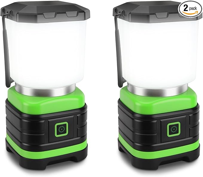 EXTRASTAR 2 PCS Camping Lantern, Lanterns for Power Outages, 260 Lumen max, 2 Flash Modes, Battery Powered Camping Gear for Camping, Hiking, Fishing, Hurricane, Storm, Outage,