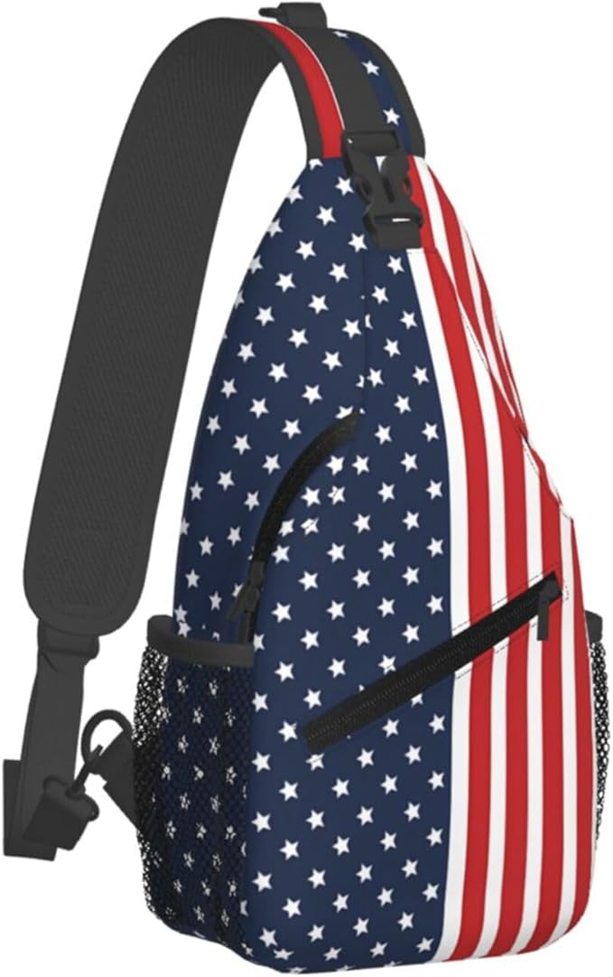 QFXUYNG USA Flag Adult Sling Bag Unisex Chest Bags Crossbody Backpack Casual Daypacks Shoulder Bag for Women Men Cycling Hiking Travel