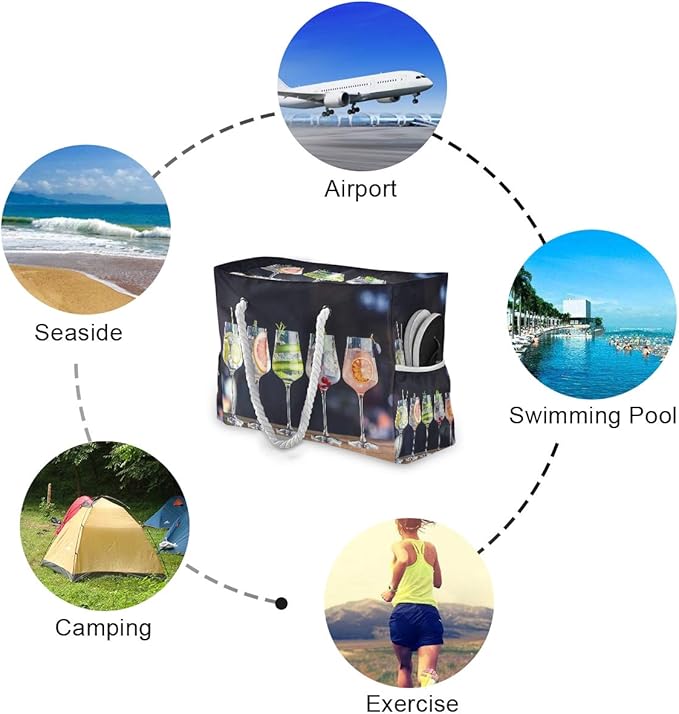 senya Large Beach Shoulder Bags Canvas Tote Water Resistant for Gym Travel Daily