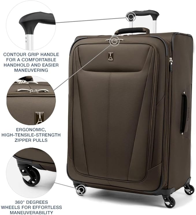 Travelpro Maxlite 5 Softside Expandable Checked Luggage with Spinner Wheels, Lightweight, 29-Inch — Mocha