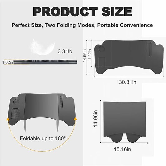 Car Laptop Desk, 2025 Upgraded Foldable Car Tray Desk Compatible with Tesla Model Y Model 3 Car Accessories, Steering Wheel Eating Table, for Travel Remote Work Camping