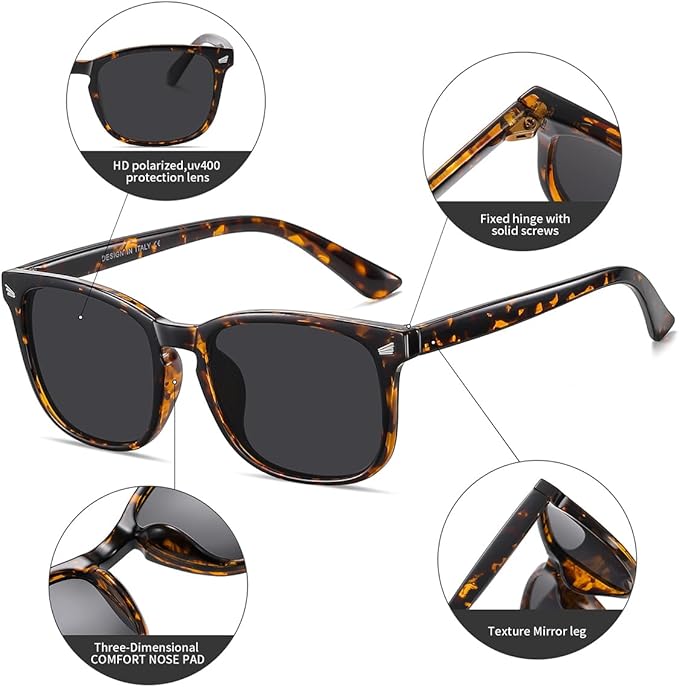 DUSHINE Polarized Sunglasses for Women Classic Retro Style UV400 Protection