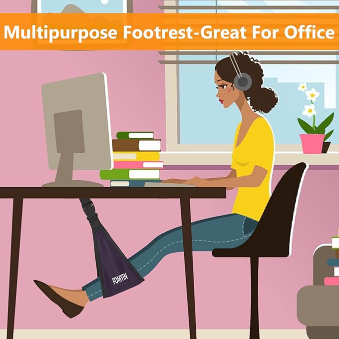 Airplane Footrest with No Feet Clashing Support Design, Portable Travel Foot Hammock, Memory Foam Plane Foot Rest to Relieve Feet Soreness - Long Flights Essentials