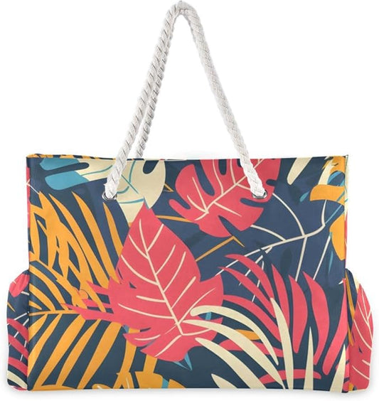 senya Large Beach Shoulder Bags Canvas Tote Water Resistant for Gym Travel Daily