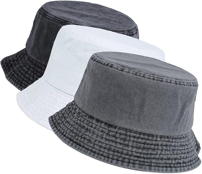 Washed Cotton Bucket Hats Packable Summer Outdoor Cap Travel Beach Sun Hat Plain Colors for Men Women