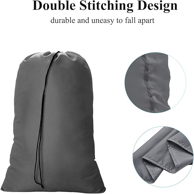OTraki 2 Pack Laundry Bag Extra Large 28x45 Inch Drawstrings Laundry Hamper Liner Storage Bag XL Dirty Clothes Organizer Heavy Duty Laundry Bag for Home, Travel, Camping (Grey)