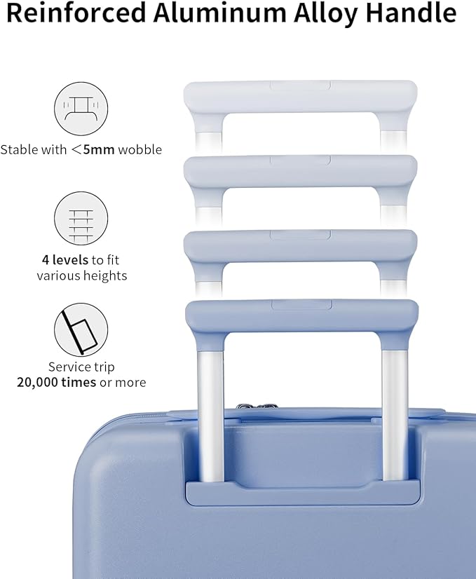 aji Expandable Top Open 26 Inch Checked Luggage with Spinner Wheels, Large Suitcase with TSA Lock, Hardside Travel Luggage Suitcases for Men Women, for 24+Days Travel, Blueberry Blue