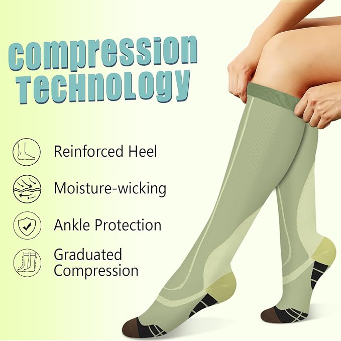 Copper Compression Socks 15-20 mmHg for Men & Women 8 Pairs – Circulation Support for Nurses, Travel, Running, Hiking, Soccer