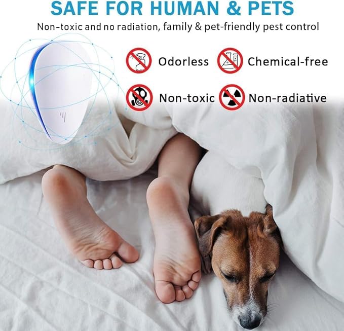 Upgraded Ultrasonic Pest Control Repeller, Ultrasonic Repellent, Insect Indoor Repeller for Bug, Roach, Mouse,Rodent, Insects, Cockroach, Spider, Ant, Mosquito& Rats 6 Packs